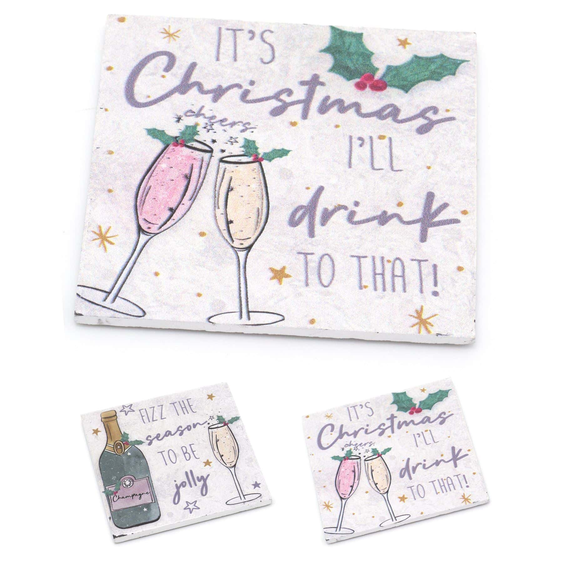 Christmas Fizz Slate Coaster | KAVAK GROUP LIMITED